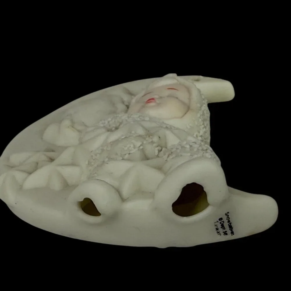 Dept 56 Snowbabies Christmas Ornament Rock A Bye Sleeping‎ Baby On Crescent Moon